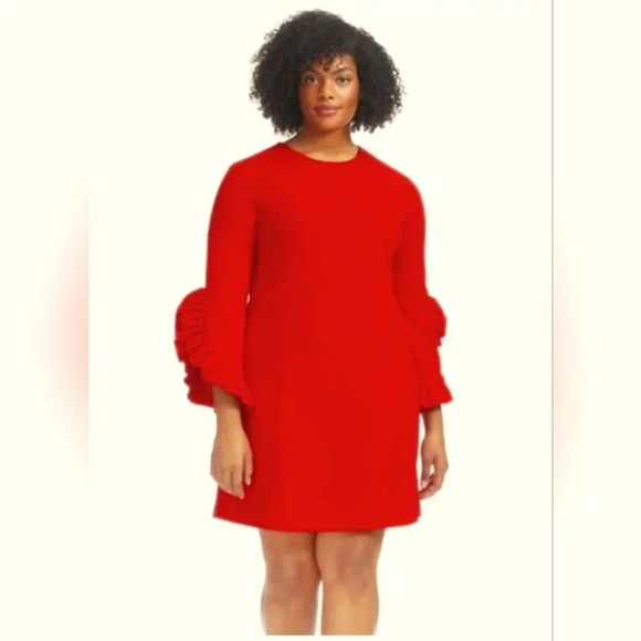 HILARY RADLEY for Katherine Barclay red Flutter sleeve sz M - Picture 3 of 12